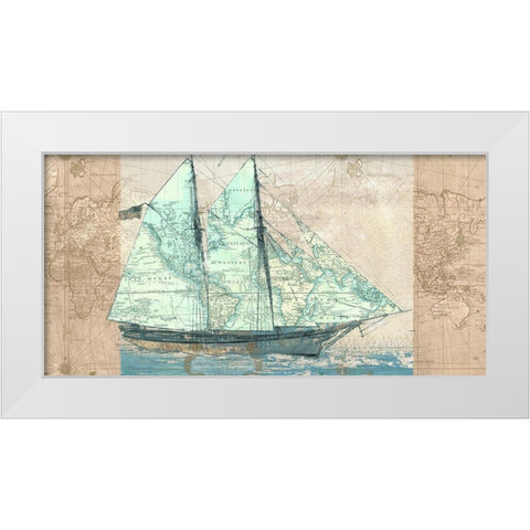 Sailing to the Seas White Modern Wood Framed Art Print by Joannoo