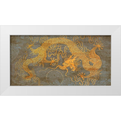 Golden Dragon White Modern Wood Framed Art Print by Joannoo