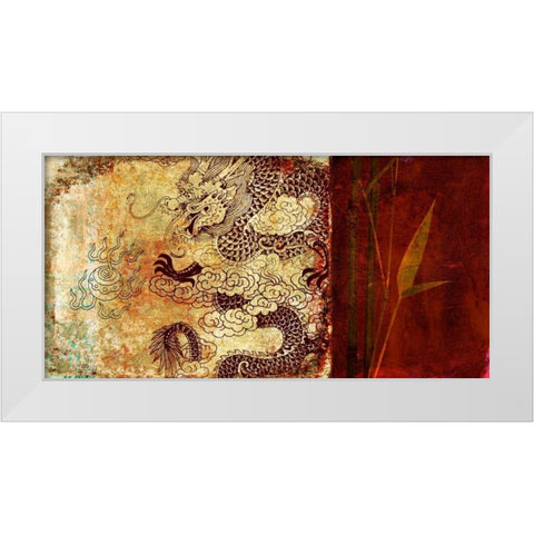 Year of the Dragon White Modern Wood Framed Art Print by Joannoo