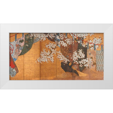 Wind-screen and cherry tree White Modern Wood Framed Art Print by Anonymous