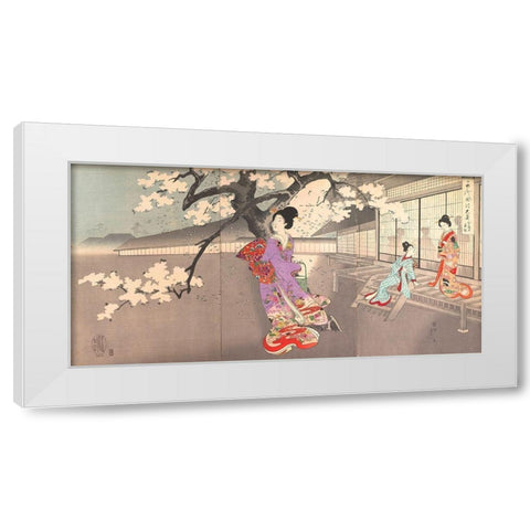 Chiyoda Castle White Modern Wood Framed Art Print by Chikanobu, Yoshu (Hashimoto)