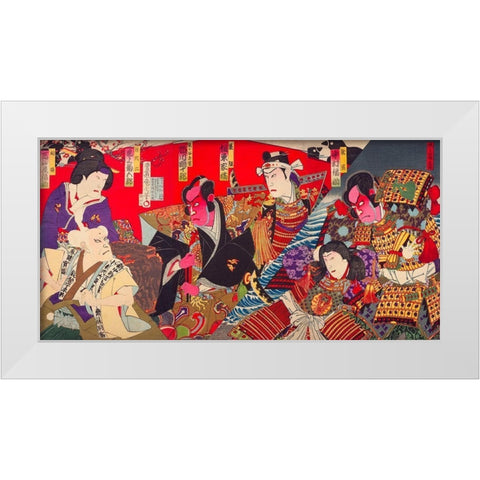 Kumagaya Camp Ground White Modern Wood Framed Art Print by Kunichika, Toyohara