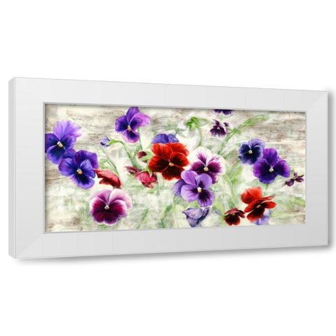 Field of Pansies White Modern Wood Framed Art Print by Thomlinson, Jenny