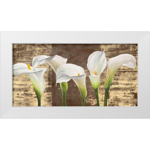 Callas on Gold (mocca variation) White Modern Wood Framed Art Print by Thomlinson, Jenny