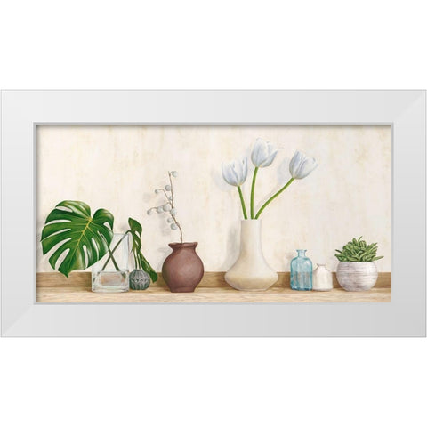 Minimalist floral setting White Modern Wood Framed Art Print by Thomlison, Jenny