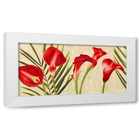 Red Callas White Modern Wood Framed Art Print by Thomlinson, Jenny
