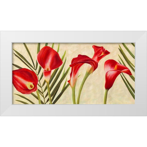 Red Callas White Modern Wood Framed Art Print by Thomlinson, Jenny