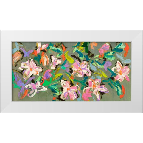 Waterlilies Parade White Modern Wood Framed Art Print by Parr, Kelly