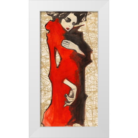 Feminine Red White Modern Wood Framed Art Print by Kumi
