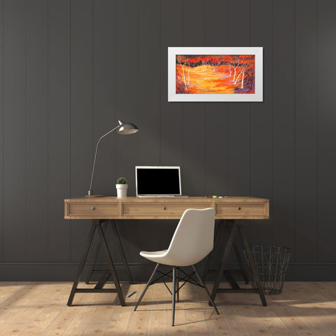 Foresta rossa White Modern Wood Framed Art Print by Lucas
