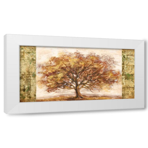Golden Tree Panel White Modern Wood Framed Art Print by Lucas