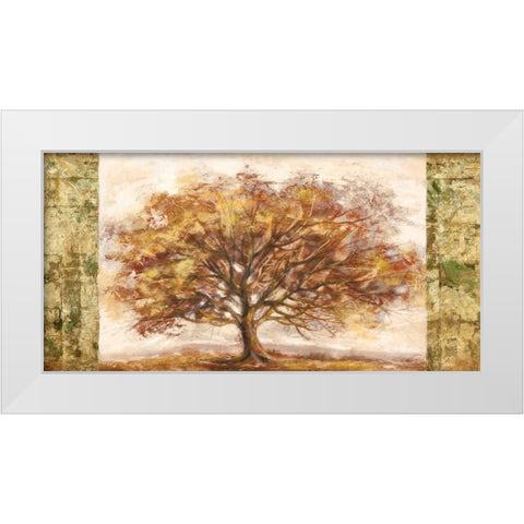 Golden Tree Panel White Modern Wood Framed Art Print by Lucas
