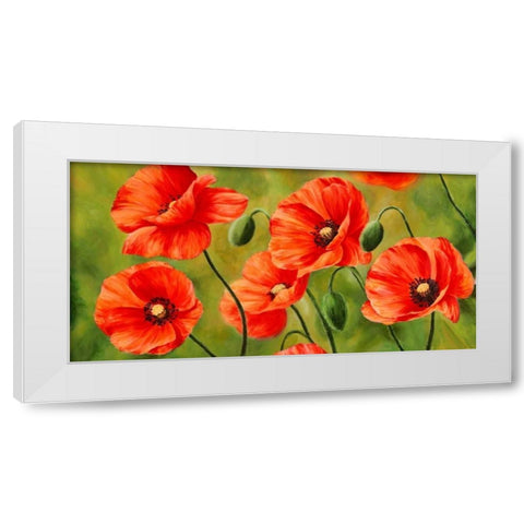 Field of Poppies White Modern Wood Framed Art Print by Villa, Luca
