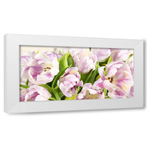 Tulipes en Fleur White Modern Wood Framed Art Print by Villa, Luca