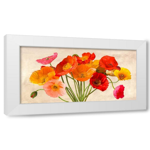 Poppies in Spring White Modern Wood Framed Art Print by Villa, Luca
