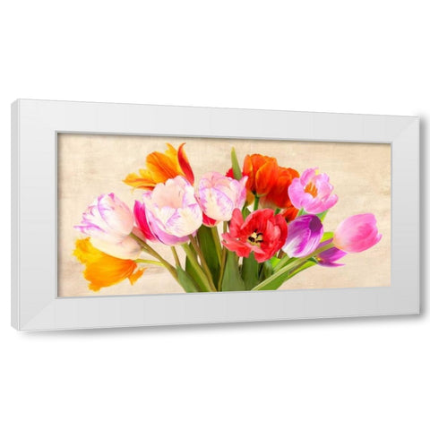 Tulips in Spring White Modern Wood Framed Art Print by Villa, Luca