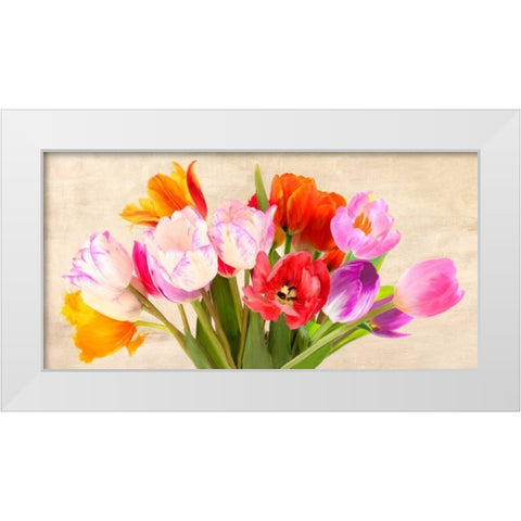 Tulips in Spring White Modern Wood Framed Art Print by Villa, Luca