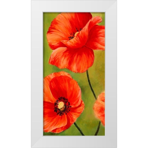Poppies in the wind I White Modern Wood Framed Art Print by Villa, Luca