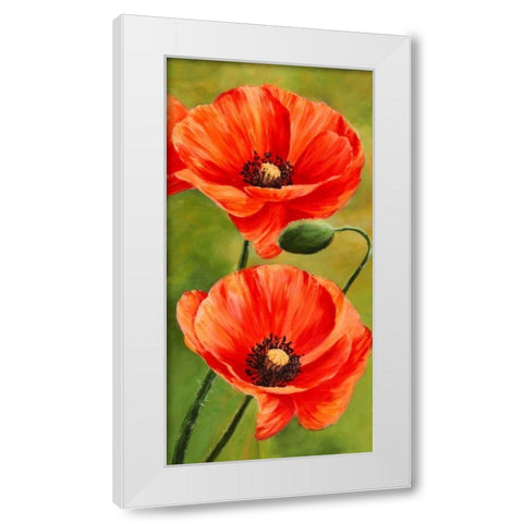 Poppies in the wind II White Modern Wood Framed Art Print by Villa, Luca