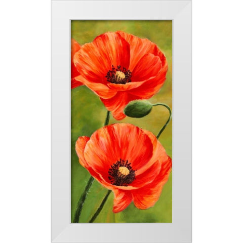 Poppies in the wind II White Modern Wood Framed Art Print by Villa, Luca