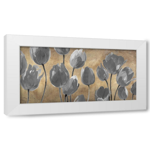 Grey Tulips White Modern Wood Framed Art Print by Villa, Luca