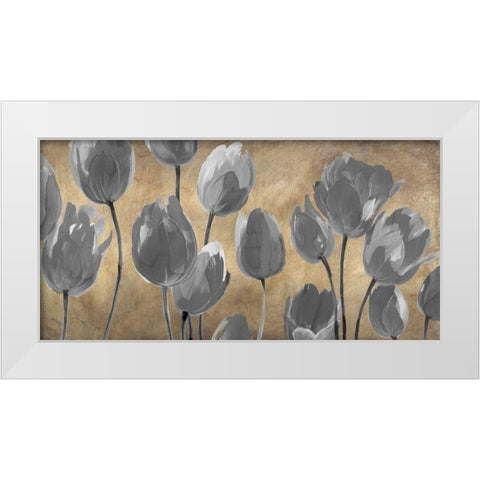 Grey Tulips White Modern Wood Framed Art Print by Villa, Luca