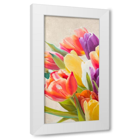 Spring Tulips I White Modern Wood Framed Art Print by Villa, Luca