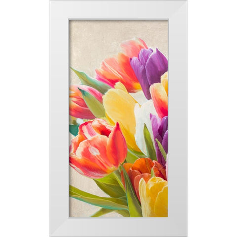 Spring Tulips I White Modern Wood Framed Art Print by Villa, Luca