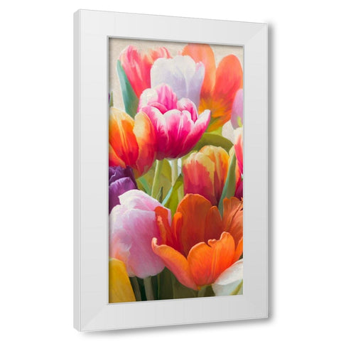 Spring Tulips II White Modern Wood Framed Art Print by Villa, Luca