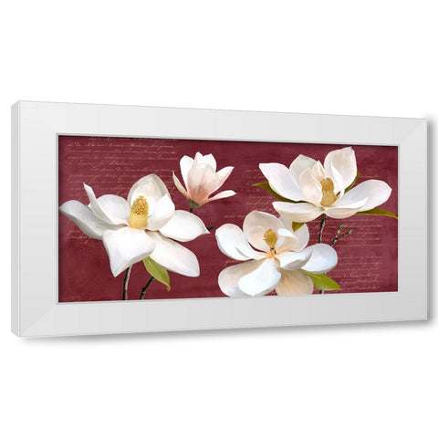 Burgundy Magnolia White Modern Wood Framed Art Print by Villa, Luca