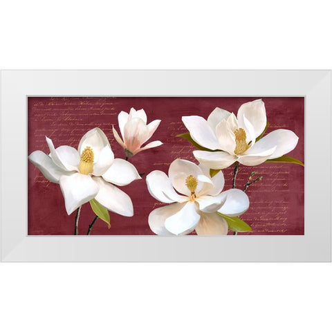 Burgundy Magnolia White Modern Wood Framed Art Print by Villa, Luca