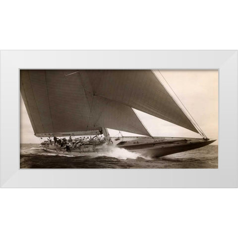 J Class Sailboat 1934 White Modern Wood Framed Art Print by Levick, Edwin