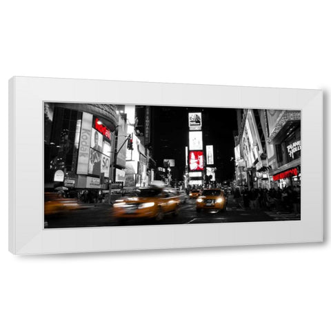 Nightlife in Times Square White Modern Wood Framed Art Print by Ludo, H.