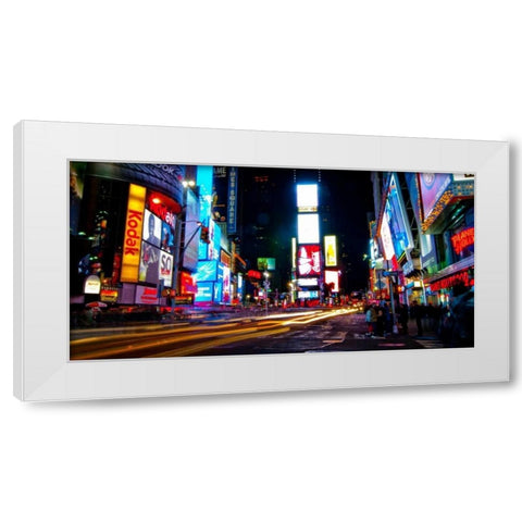 Times Square by night White Modern Wood Framed Art Print by Ludo, H.