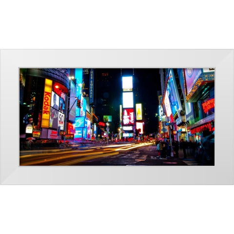 Times Square by night White Modern Wood Framed Art Print by Ludo, H.