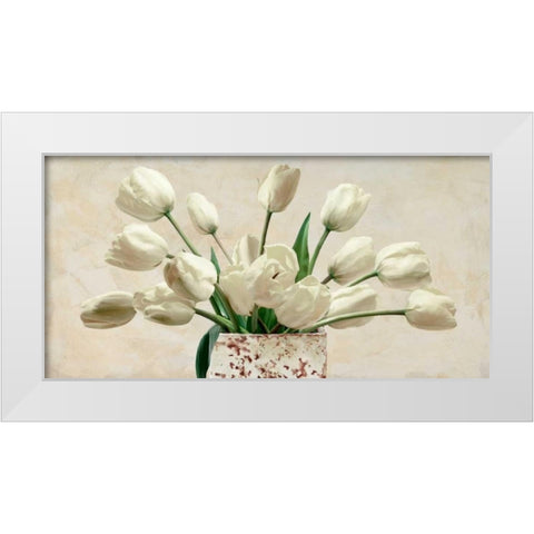 Bouquet blanc White Modern Wood Framed Art Print by Sanna, Leonardo