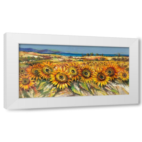 Campo di girasoli White Modern Wood Framed Art Print by Florio, Luigi