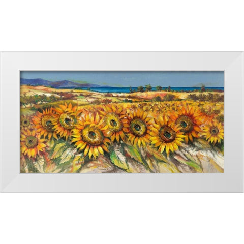 Campo di girasoli White Modern Wood Framed Art Print by Florio, Luigi
