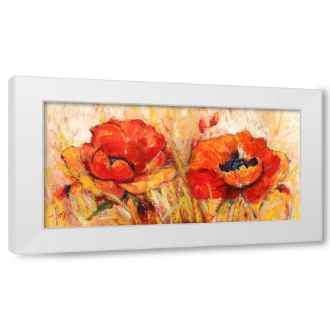 Papaveri White Modern Wood Framed Art Print by Florio, Luigi