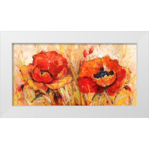 Papaveri White Modern Wood Framed Art Print by Florio, Luigi