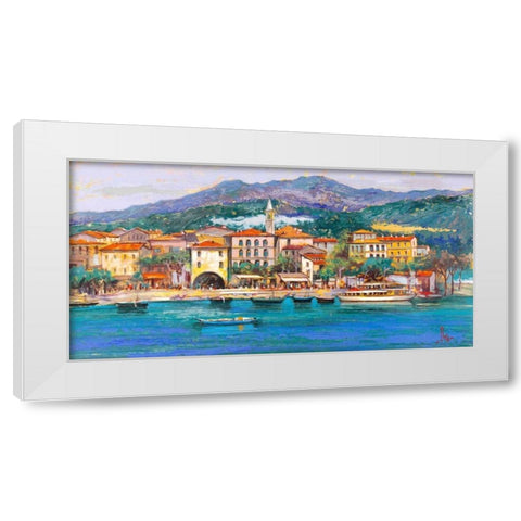 Paese sul Lago White Modern Wood Framed Art Print by Florio, Luigi