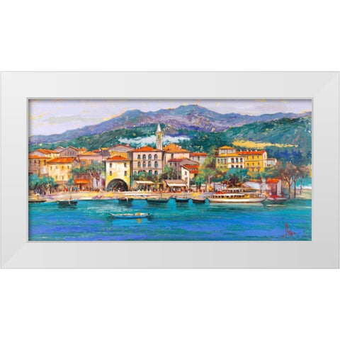 Paese sul Lago White Modern Wood Framed Art Print by Florio, Luigi