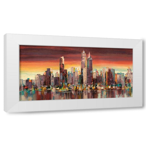 Sera su New York White Modern Wood Framed Art Print by Florio, Luigi