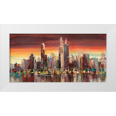 Sera su New York White Modern Wood Framed Art Print by Florio, Luigi