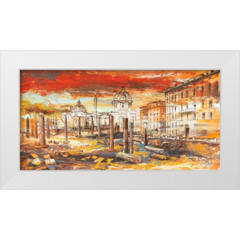 Tramonto su Roma White Modern Wood Framed Art Print by Florio, Luigi