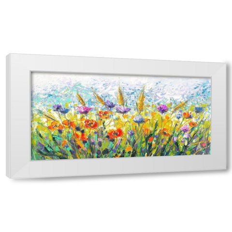 Campo in fiore White Modern Wood Framed Art Print by Luigi, Florio