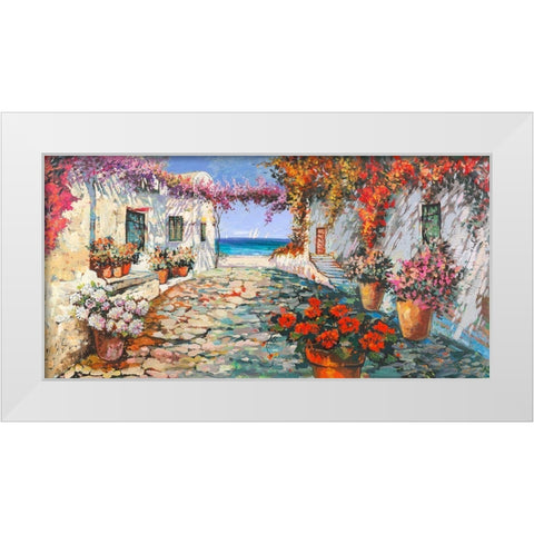 Piazzetta mediterranea White Modern Wood Framed Art Print by Luigi, Florio