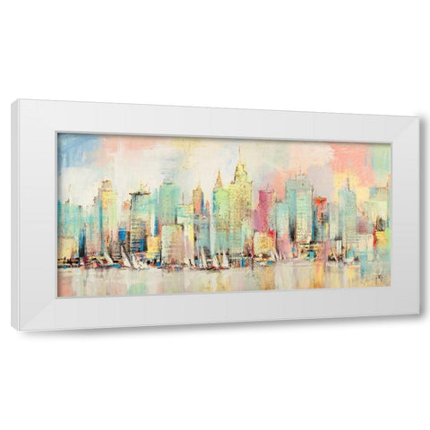 Skyline a colori White Modern Wood Framed Art Print by Florio, Luigi