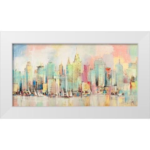 Skyline a colori White Modern Wood Framed Art Print by Florio, Luigi