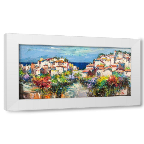 Borgo sul mare White Modern Wood Framed Art Print by Florio, Luigi